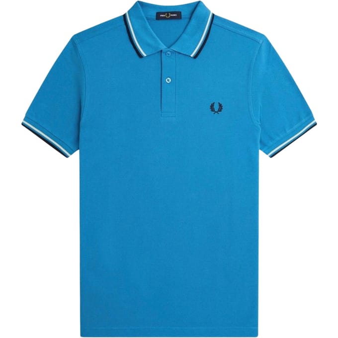 Fred Perry Zwart Crème Twin Tipped Collar Cyber Blue Poloshirt