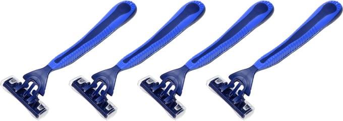 Benson Wegwerp scheermesjes - 3 bladen - flexibele kop - blauw - 4 stuks