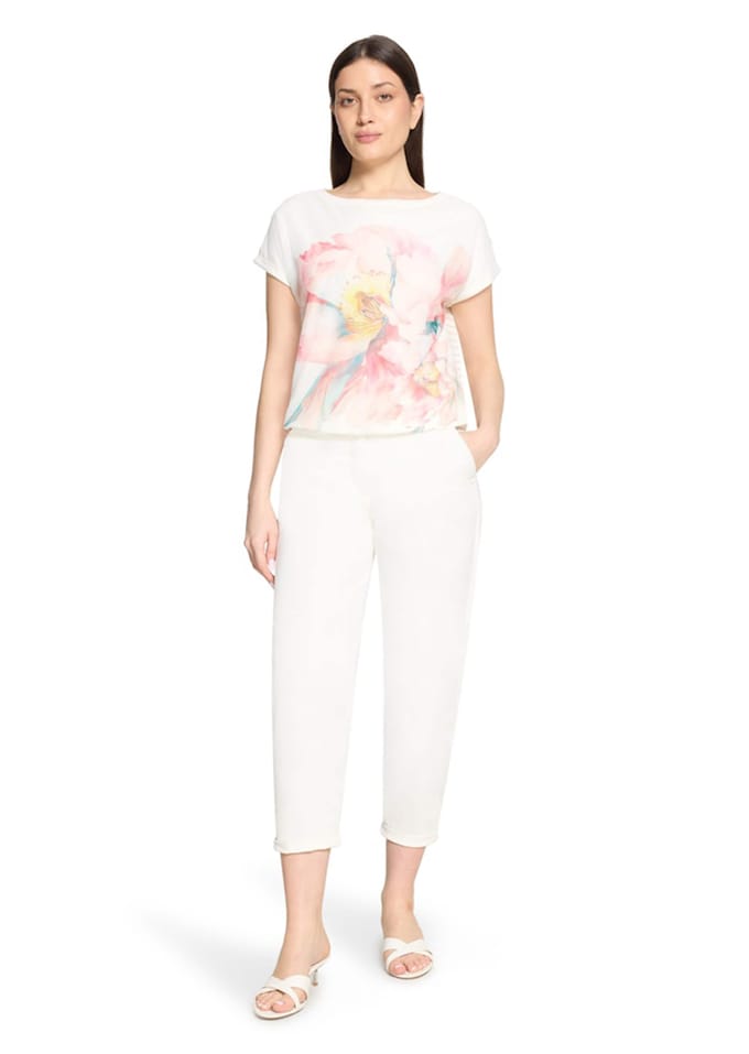 Jersey shirt met netinzet - gebroken wit / rosé - Gr. 38 van Goldner Fashion