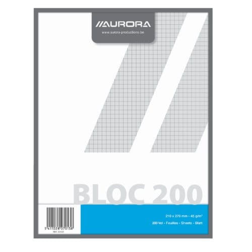 Kladblok aurora 210x270mm ruit 5x5mm 200 vel 45gr