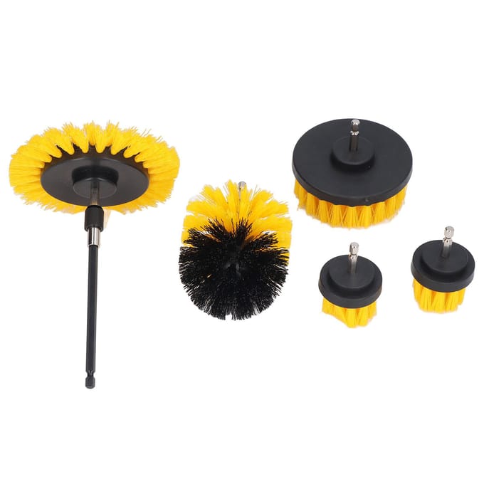 Nylon Boorborstel Set Meerdere Maten Power Scrubber Reinigingsborstels met Verlengstang black