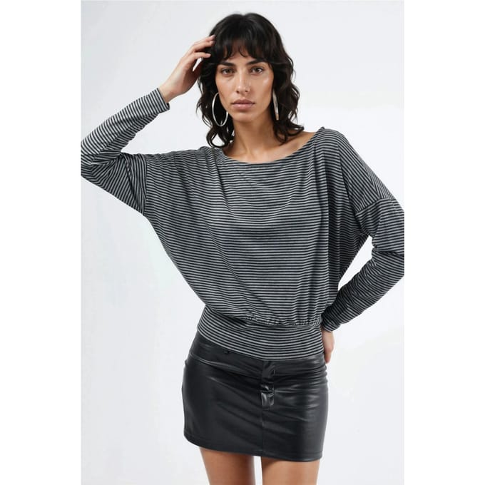 Gestreepte Boot Hals Blouse