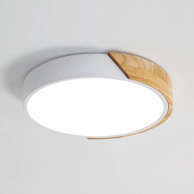 Goeco Plafondlamp - 30cm - medium -24W - LED - Hout Moderne - 6500K (Koel Wit)