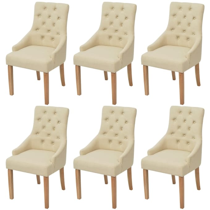 vidaXL - Eetkamerstoelen - 6 - st - stof - crème