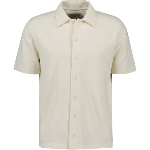 Gant Overhemd Textured Short Sleeve Polo Shirt Cream / male