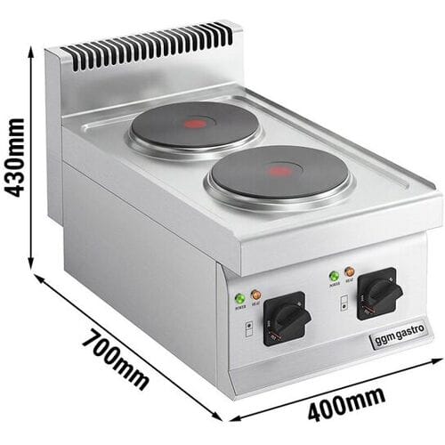 GGM Gastro Elektroherd - 4,6 kW - 2 Platten Rund Zilver