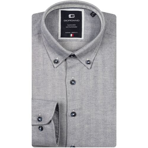 Giordano Overhemd Loretto Button Down Herringbone Soft Blue / male