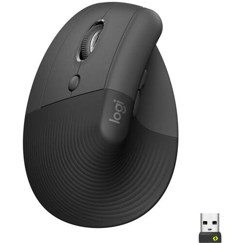 Logitech Lift Left Vertical Ergonomic Mouse Ergonomische muis Bluetooth, Radiografisch Optisch Graphite 6 Toetsen 4000 dpi Ergonomisch