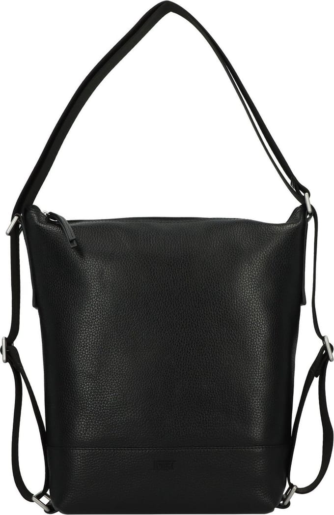 JOST Leren Schoudertas Vika 2-Way Bag Black Zwart