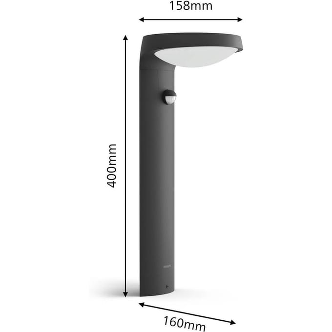 Philips Tyla sokkellamp - antraciet - met sensor - 9 W