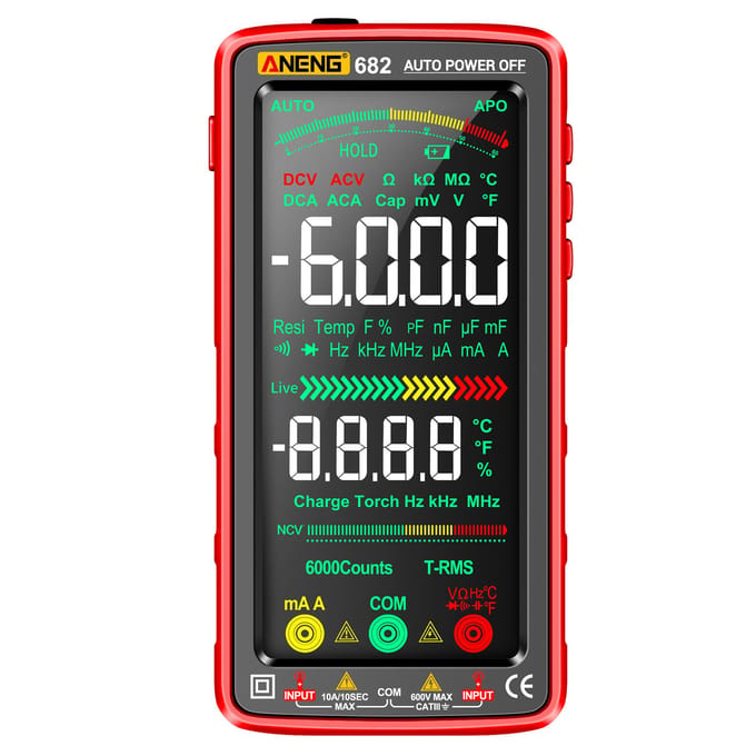 ANENG 682 6000 telt grote LCD digitale multimeter Smart Anti-burn oplaadbare universele meter VA