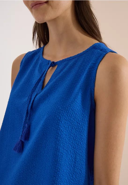 Blouse met split in de hals en bandjes