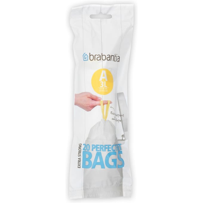 brabantia Size A - trash can liner - 3 L - high-density polyethylene (HDPE) - white
