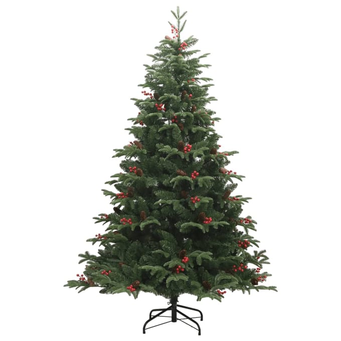 vidaXL - Kunstkerstboom - met - scharnieren - dennenappels - en - bessen - 240 - cm