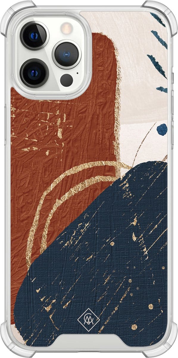 Casimoda® hoesje - Geschikt voor iPhone 12 Pro Max - Abstract Terracotta - Shockproof case - Extra sterk - TPU/polycarbonaat - Multi, Transparant