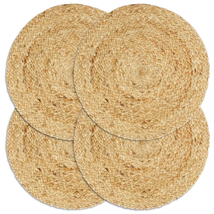 vidaXL Jute Placemats Set van 4 - Rond, 38 cm, Naturel