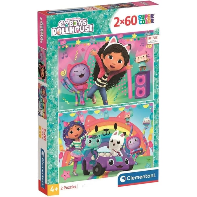 Clementoni - Puzzel - 2x60 Stukjes - Gabby's Dollhouse - Kinderthema - Vanaf 4 Jaar