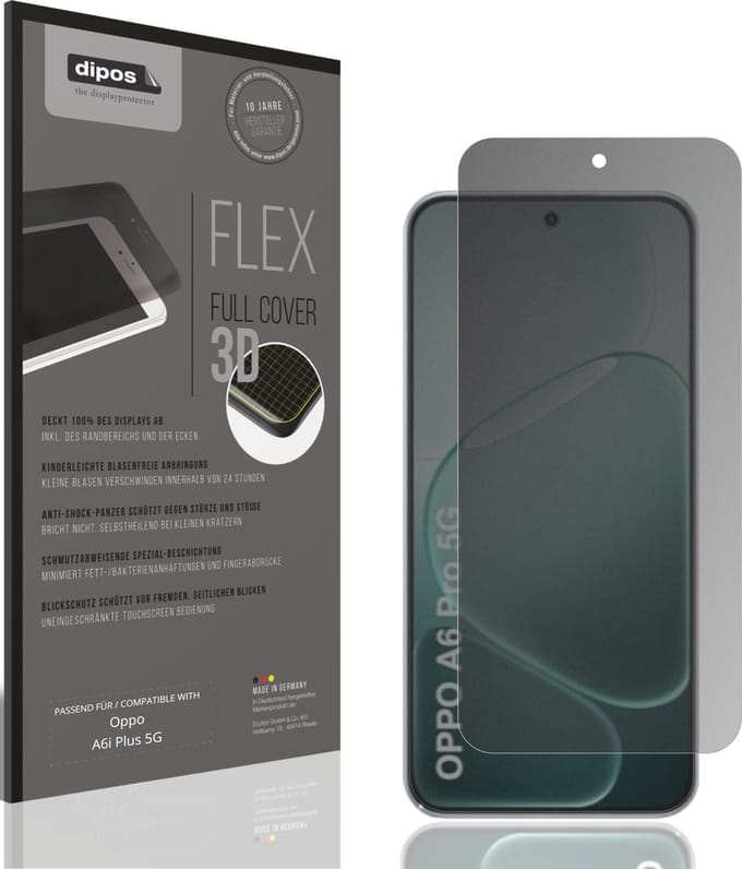 dipos FLEX – Matte Privacy Screenprotector geschikt voor Oppo A6i Plus 5G | Volledige Schermbescherming | Case-Friendly