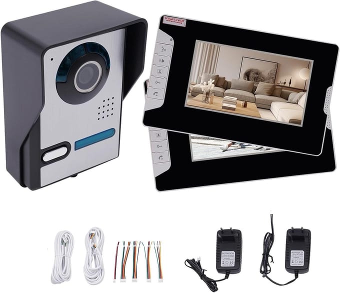 Video Deurbel - Intercom Systeem - Huis Beveiligen - 7 Inch LCD Scherm - 150 Meter Bereik - Zwart Wit
