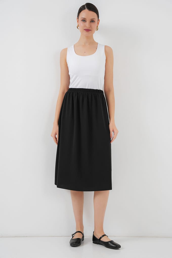Midi Gebreide Elastische Taille Rok