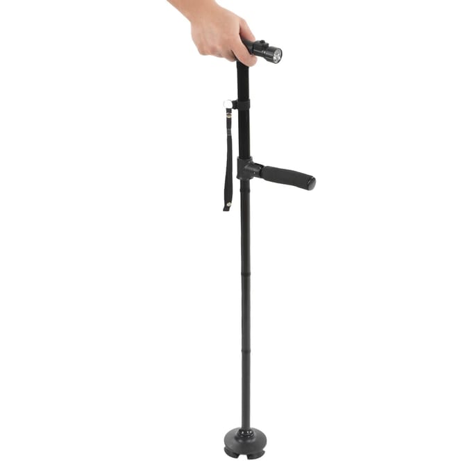 Canne de marche pliable avec éclairage LED, base antidérapante, rotation à 360 degrés, réglage de la hauteur, portable black