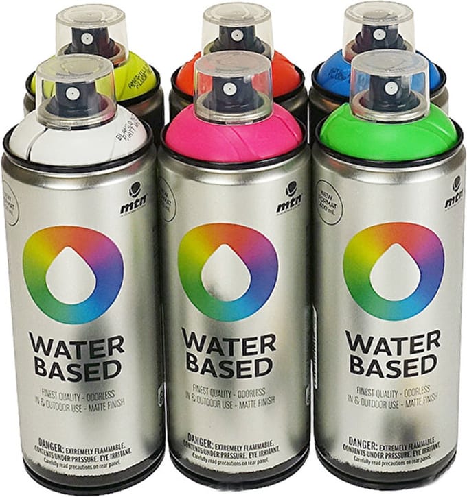 MTN Waterbasis Fluor kleuren spuitbussen pakket - Lage druk, matte afwerking graffiti spuitverf - 400ml