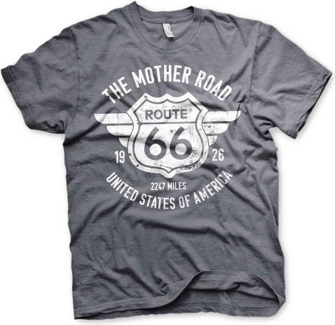 Route 66 Heren Tshirt -M- The Mother Road Grijs