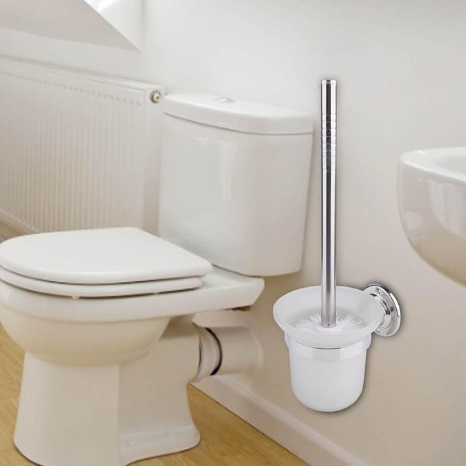 RVS wandgemonteerde toiletborstel met houder white