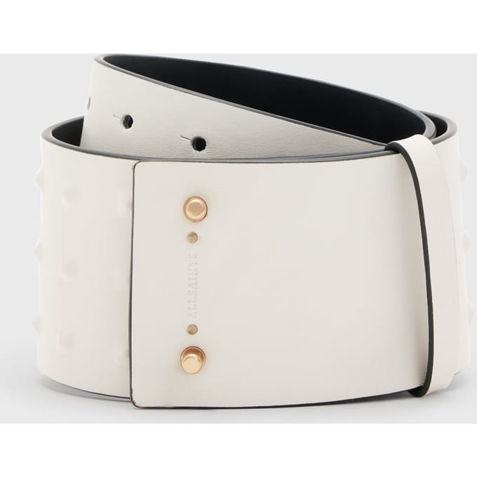 AllSaints Lara Stud Waist Belt White/warm Brass Größe: M | Gürtel Outlet | Damen | Weiß