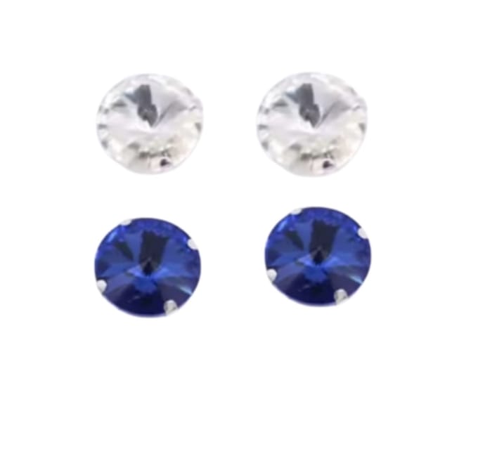 2 paar allergievrije oorbellen blauw en wit 8 mm