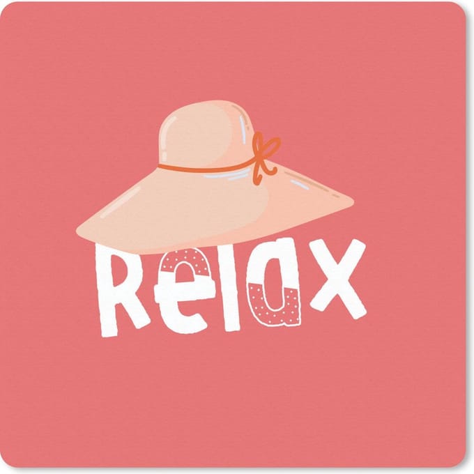 Muismat 20x20 cm - Mousepad Zomer - Roze - Hoed - Muismatten