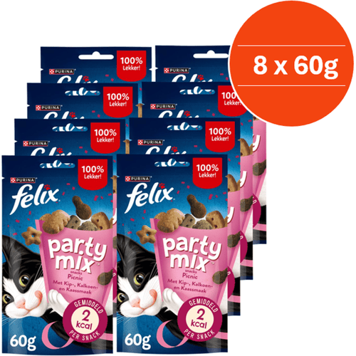 Felix feestmix - picknickmix - kattensnacks - 8 x 60 g