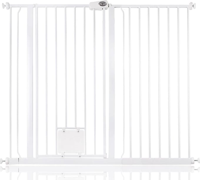 Bettacare Hoog Hek met Kattenluik, 126,7cm - 134,3cm, Wit, 104cm Hoog