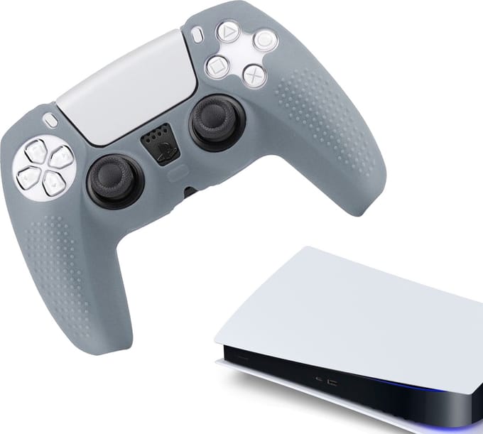 Gadgetpoint - Hoesjes & Skins voor PS5, PlayStation 5 - Performance Gaming Case - Soft Grip Covers - Anti-Slip Controller Accessoires - Grip Grijs
