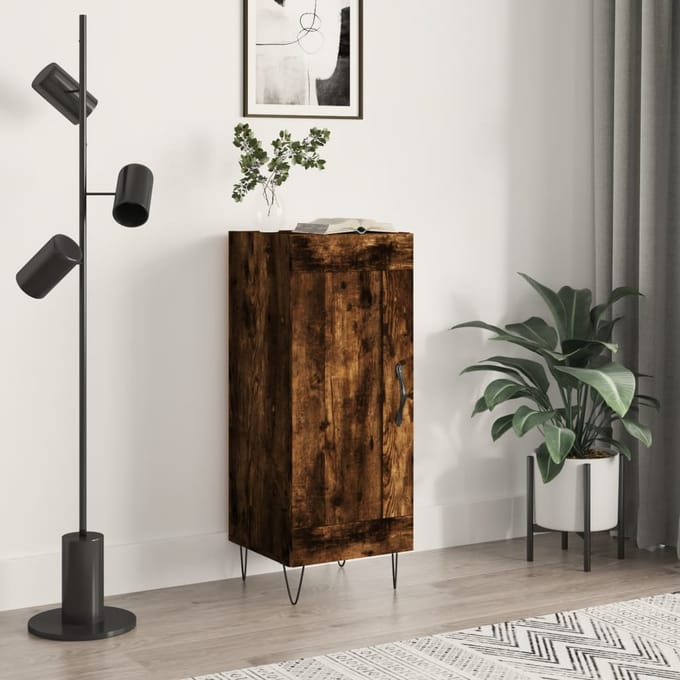 vidaXL - Dressoir - 34,5x34x90 - cm - bewerkt - hout - gerookt - eiken
