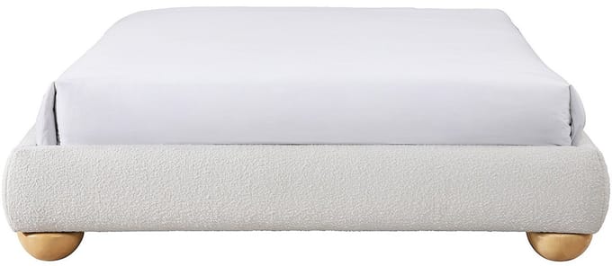 Vente-unique Decoratieve gewatteerde bedbodem 140 x 190 cm van boucléstof - ELENAE van YSMÉE