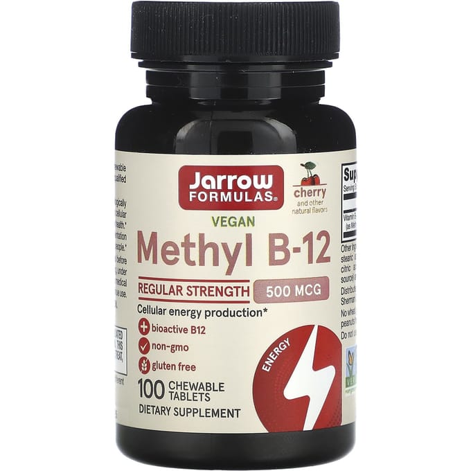 Jarrow Formulas, Methyl B12, Kersensmaak, 500 mcg, 100 Kauwtabletten