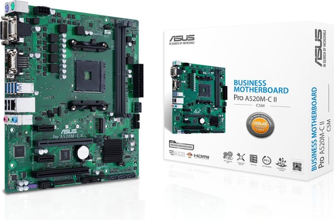 ASUS PRO A520M-C II/CSM Moederbord - AMD A520 - AMD AM4 - DDR4 RAM - Micro-ATX