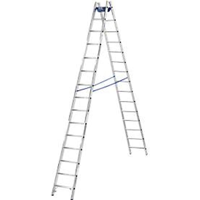 Dubbele trapladder, 2 x 14 sporten, + toolbag GRATIS