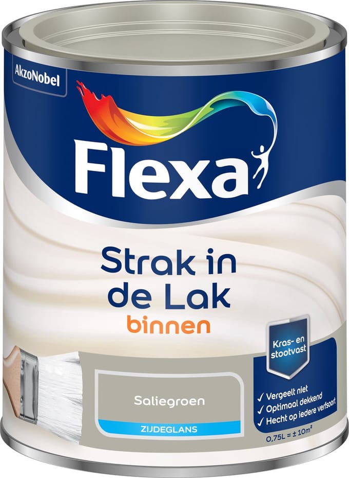 Flexa - Strak In De Lak Binnenlak Zijdeglans - Saliegroen - 750 Ml