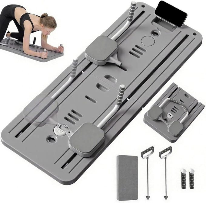 Pilates Board - Reformer Board - Thuis Trainen - 5-in-1 Multifunctioneel - Opvouwbaar - Grijs