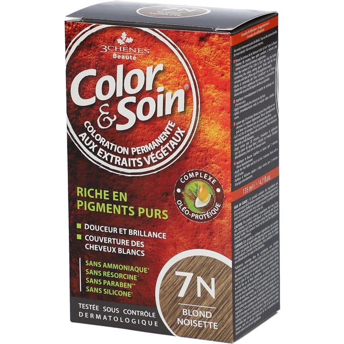 Les 3 Chênes Les 3 Chènes Color & Soin verzorgende haarverf 7N hazelnootblond 135 ml
