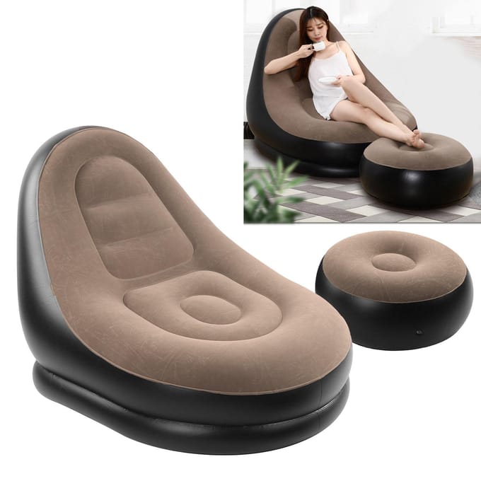 Outdoor draagbare fitness massaal opblaasbare comfortabele bank eenvoudig opblazen leeglopen black