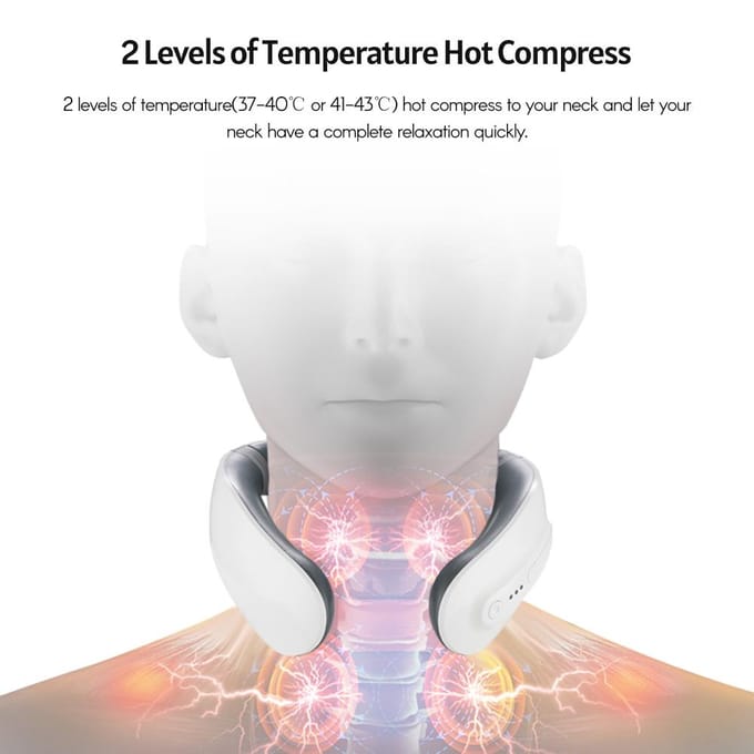 Draagbare elektrische nekmassager Cervicale stimulator voor nekontspanning Pijnbestrijding Verwarmingstherapie 6 wit