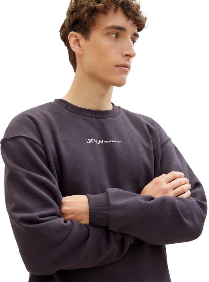 TOM TAILOR crew neck sweater with print Heren Trui - Maat L
