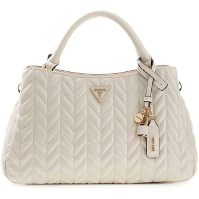 GUESS handtas schoudertas Cheryl Triple Compartment Satchel Stone crème