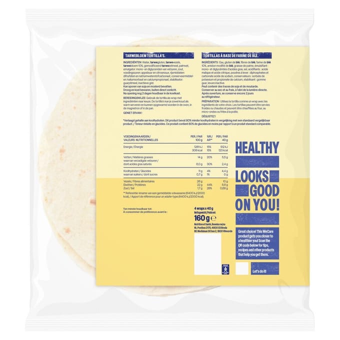 WeCare Lower Carb Tortillas Naturel - 160 gr