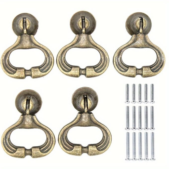 5 Stuks Vintage Zinklegering Hanger Ringtrekkers Ladekast Commode Trekkers, Druppelgreep Knoppen (Enkel gat met drie maten schroeven) 5pcs