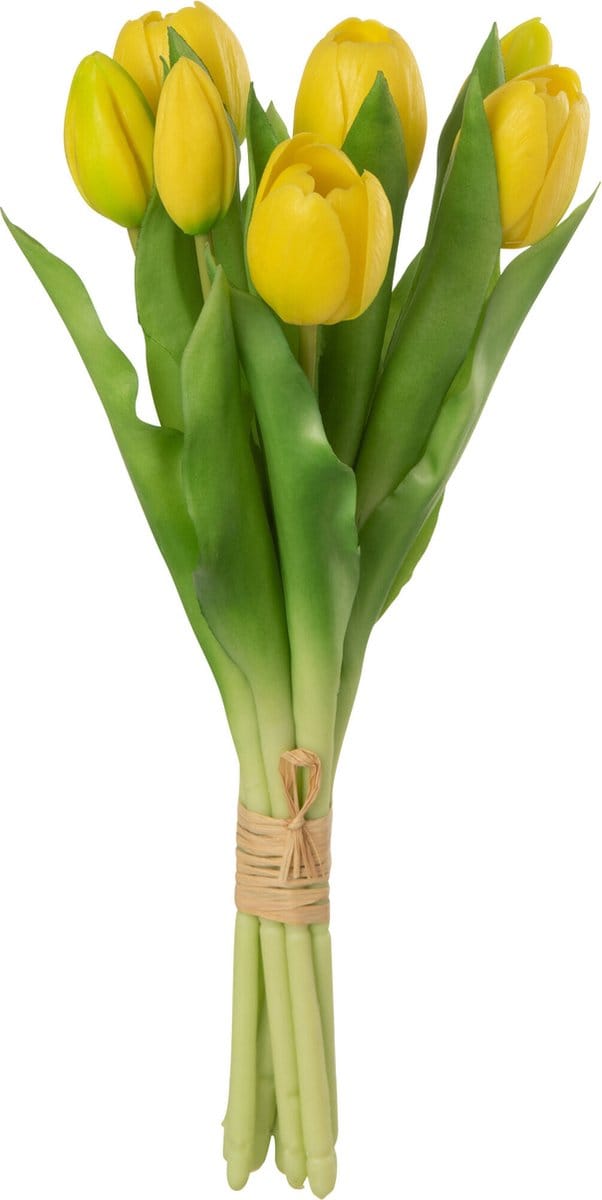 J-Line boeket Tulpen 5 stuks - kunststof - geel - small