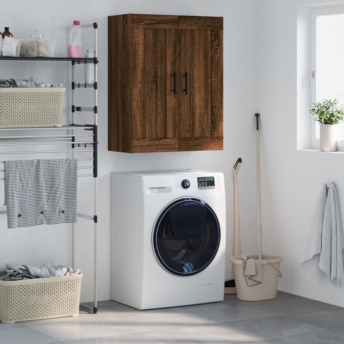vidaXL - Wandkast - 69,5x34x90 - cm - bewerkt - hout - bruin - eikenkleur